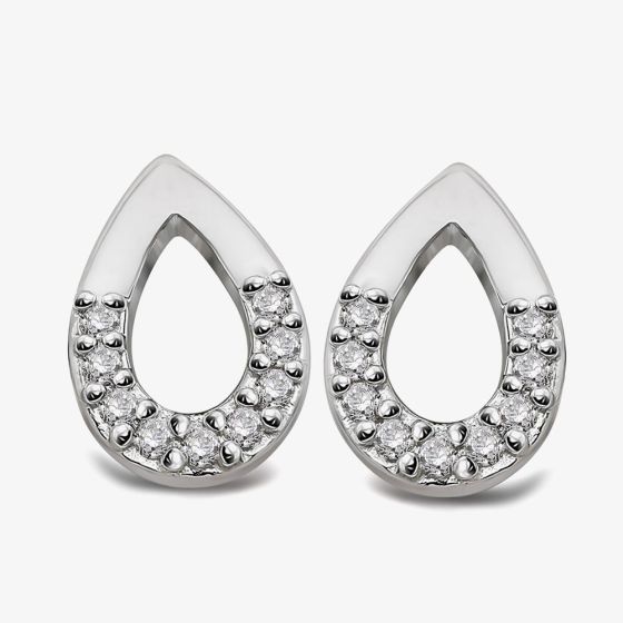 Unique Sterling Silver Open Teardrop Stud Earrings ME-1005