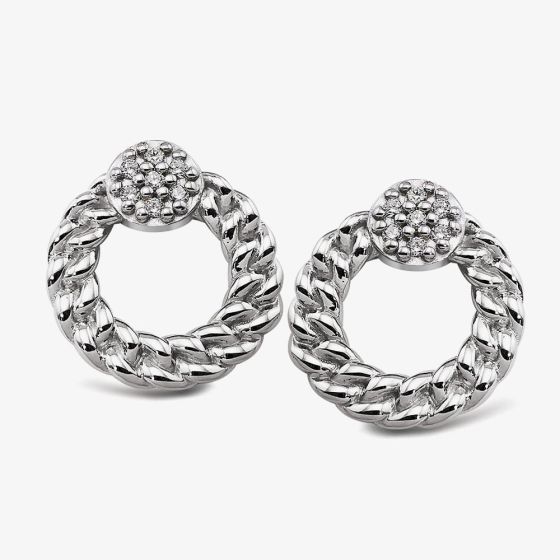 Unique Sterling Silver Plaited Circle Stud Earrings ME-1004