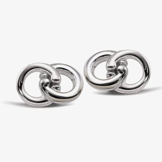 Unique Sterling Silver Linked Circle Stud Earrings ME-953
