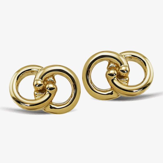 Unique Gold Plated Linked Circle Stud Earrings ME-953GO