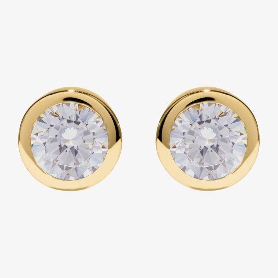 Unique Gold Plated Round Cubic Zirconia Stud Earrings ME-898GO