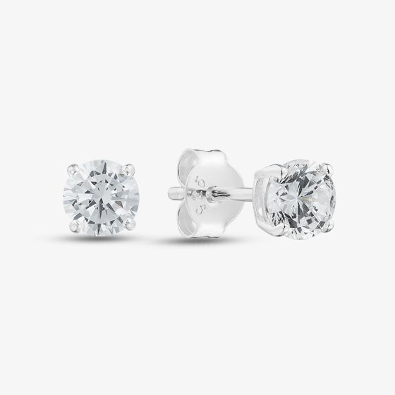 Silver 5mm Round Cut Cubic Zirconia Stud Earrings ERD5 (BK)