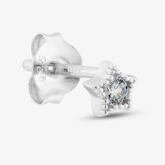 Sterling Silver Cubic Zirconia Star Single Stud Earrings E6182C (1X SINGLE EARRING)