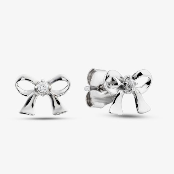 Sterling Silver Cubic Zirconia Bow Stud Earrings GCSE1083X0000R1