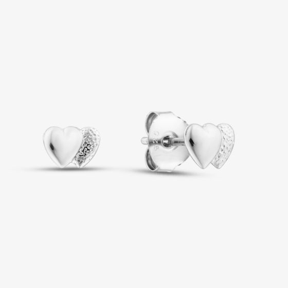 Sterling Silver Double Heart Stud Earrings SE269XXXX0000R1