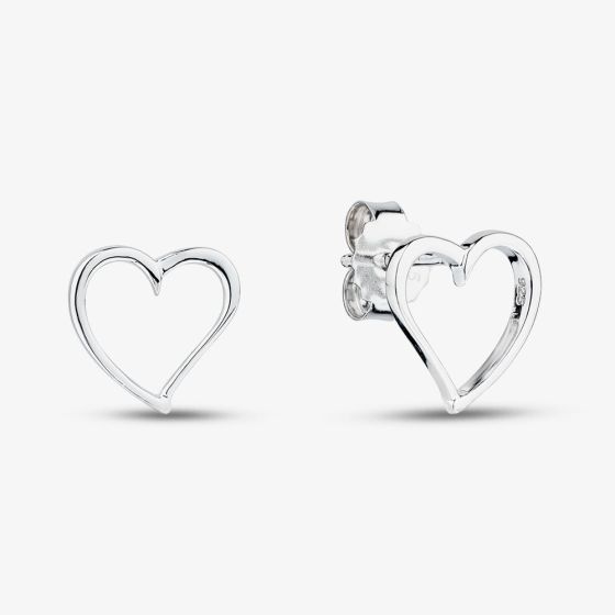 Sterling Silver Open Heart Stud Earrings AE20713/R