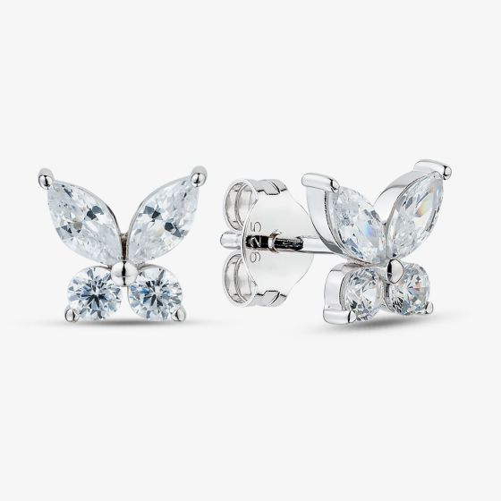 Sterling Silver Cubic Zirconia Butterfly Stud Earrings 05S2AZE579204