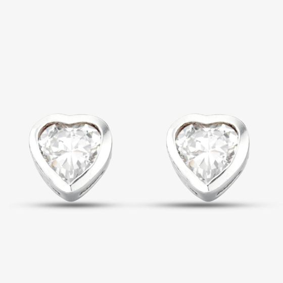 Silver Cubic Zirconia Heart Stud Earrings E2921C