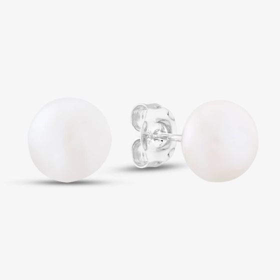 Silver 7mm White Side Drilled Freshwater Pearl Stud Earrings EOW107SD