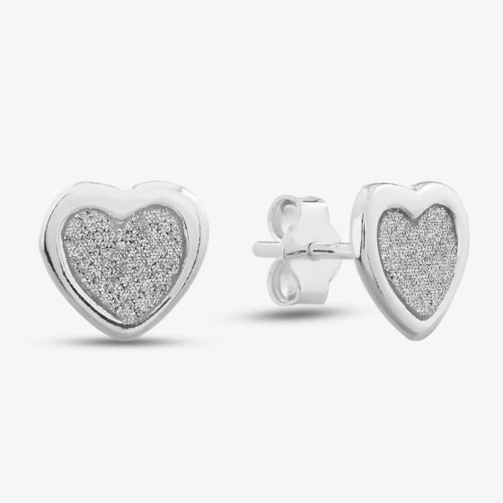 Sterling Silver Stardust Heart Stud Earrings 8.55.8669