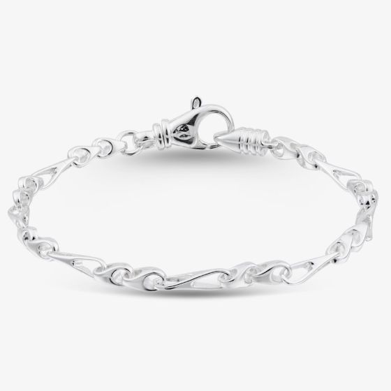 Argentium Silver 7.3 Inch Fancy Figaro Chain Bracelet ARG-943044-7.3