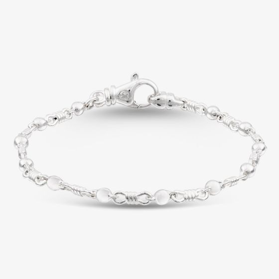 Argentium Silver 7.5 Inch Ball And Knot Chain Bracelet ARG-943026-7.5