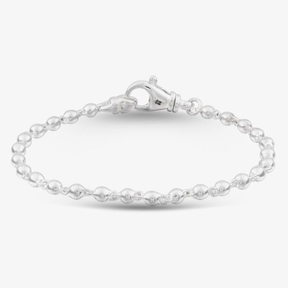Argentium Silver 7.7 Inch Fancy Ball Chain Bracelet ARG-943024-7.7