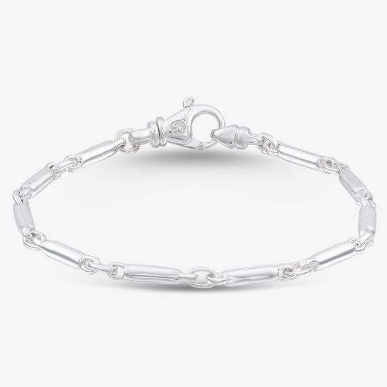 Argentium Silver 7.6 Inch Tube Bar Chain Bracelet ARG-943014-7.6