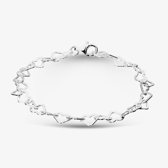Sterling Silver Open Heart Link Bracelet B4323