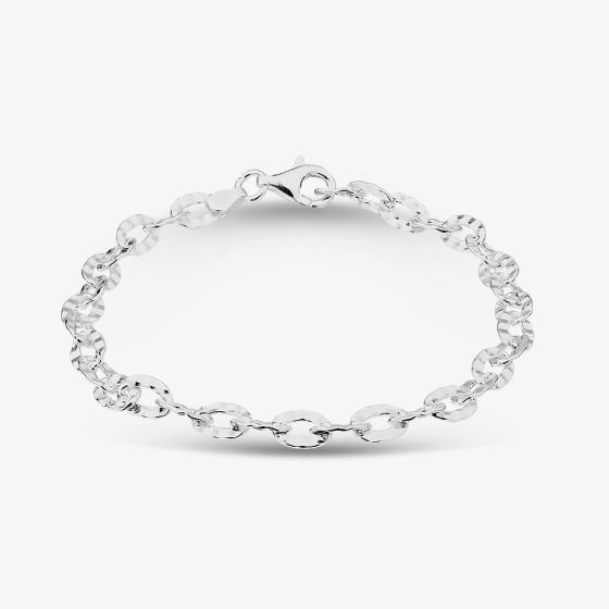 Sterling Silver Anchor Textured Chain Bracelet B5498