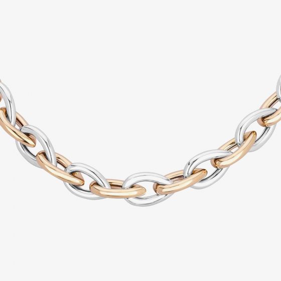 Sterling Silver Rose Gold Plated Two Colour 18 Inch Heavy Pear-Shaped Link Chain NTN180-S/R