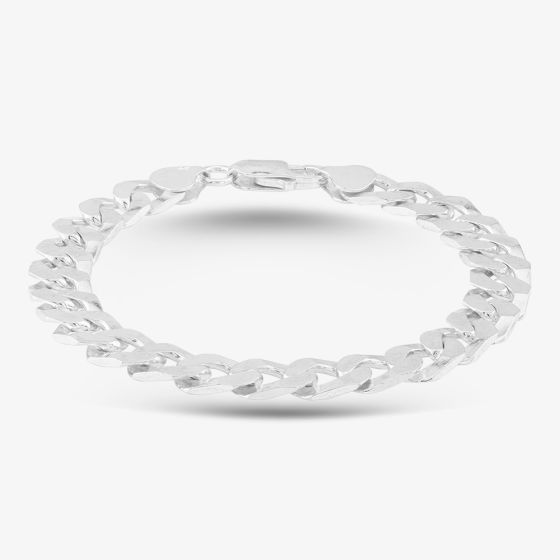 Silver 8 Inch Flat Square Curb Bracelet 8.23.7023