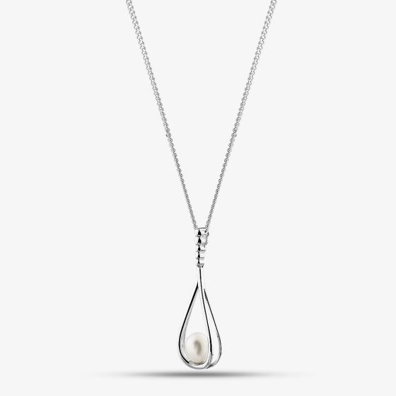 Sterling Silver Freshwater Pearl Teardrop Pendant Necklace PNW70230FW