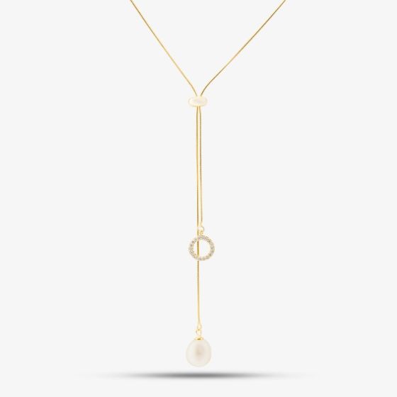 Gold Tone Freshwater Pearl Adjustable Necklace POW70390FW/GP