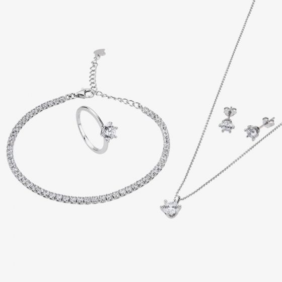 Sterling Silver 6 Claw Cubic Zirconia Jewellery Set ZY00643SET