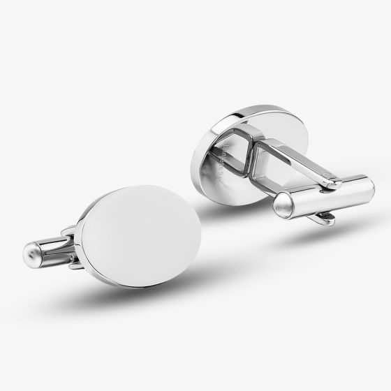 Stainless Steel Plain Oval Cufflinks OSC-069S