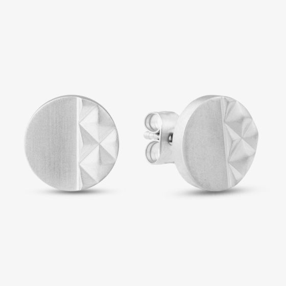 Bourne and Wilde Stainless Steel Round Pyramid Pattern Stud Earrings OSE-687S