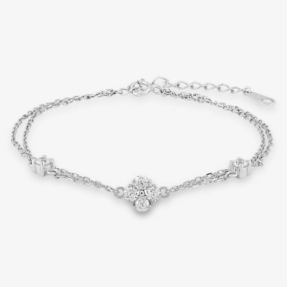 Rosa Lea Flower Double Chain Bracelet BJ-BR214C