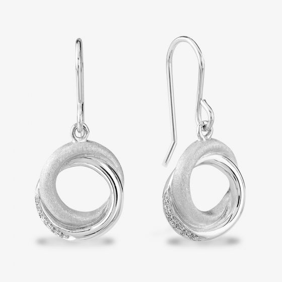Rosa Lea Pave Frosted Sparkle Intertwined Rings Dropper Earrings BJ-E3268RO