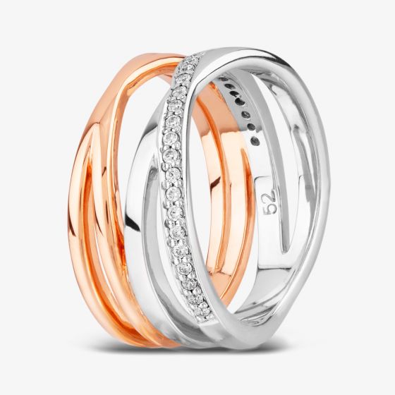 Rosa Lea Pave Cross-Over Double Ring BJ-R2686CRG