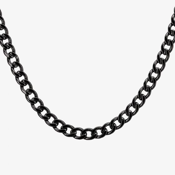 Thomas Henry Mens Black Stainless Steel Diamond Cut Curb Chain USS-707B1.6