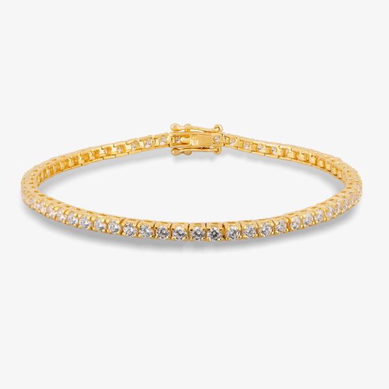 Starbright Gold 2.5mm Round Cubic Zirconia 7.5 Inch Tennis Bracelet B412(2.5M) 7.5~ 3A GP