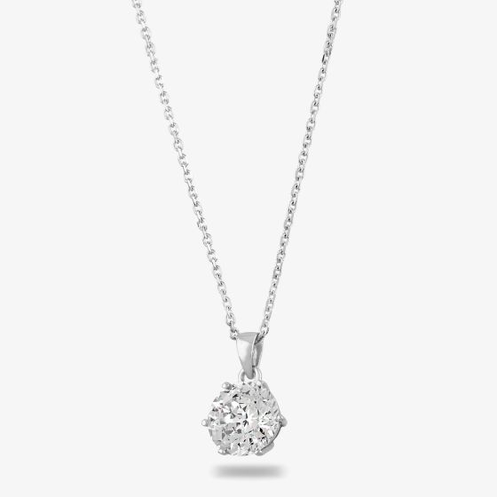 Starbright Silver 10mm Six Claw Cubic Zirconia Pendant E2177P-10M 3A