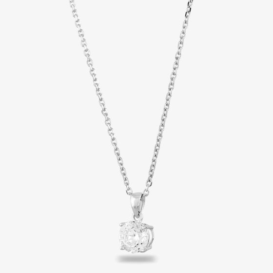 Starbright Silver 8mm Four Claw Cubic Zirconia Pendant E2768P-8M 3A