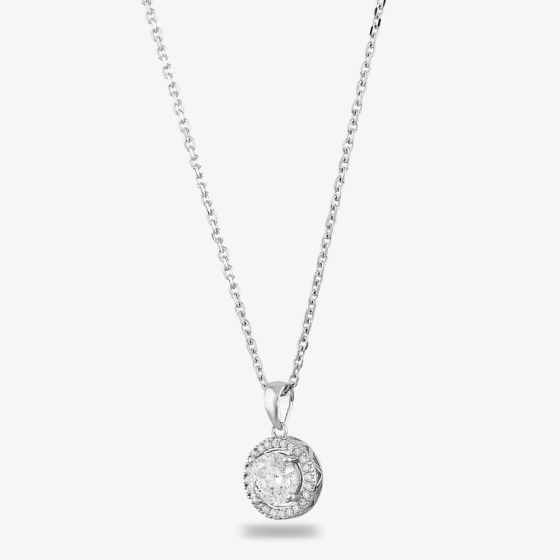 Starbright Silver Round Cubic Zirconia Halo Pendant THB-02P 3A