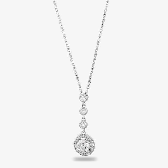 Starbright Silver Round Cubic Zirconia Halo Pendant THB-05P 3A