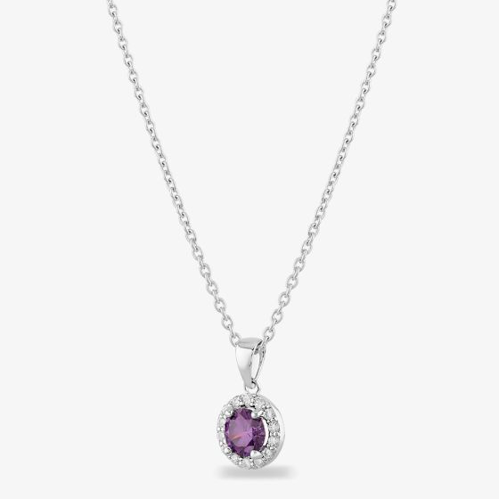 Starbright Sterling Silver Cubic Zirconia Halo Pendant Necklace P8210 AM