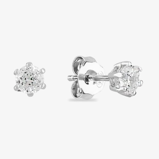 Starbright Silver 4mm Six Claw Round Cubic Zirconia Stud Earrings E2177(4M) 3A