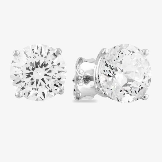 Starbright Silver 8mm Four Claw Cubic Zirconia Stud Earrings E2768(8M) 3A