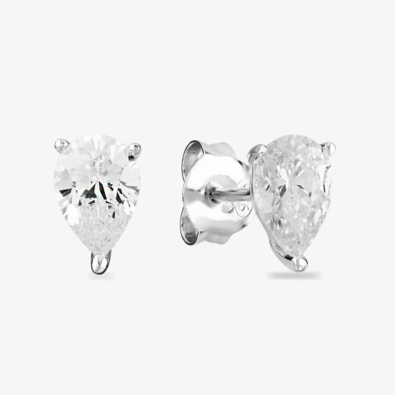 Starbright Silver 5x7mm Pear-Cut Cubic Zirconia Stud Earrings E3127(5X7M) 3A