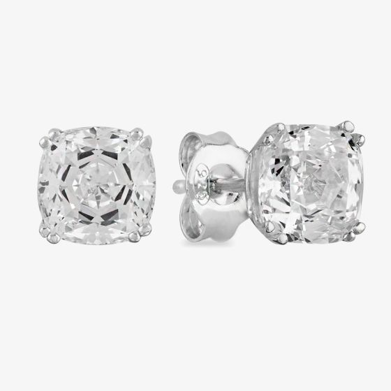 Starbright Silver 6.5mm Cushion-Cut Cubic Zirconia Stud Earrings E3858(6.5X6.5M) 3A