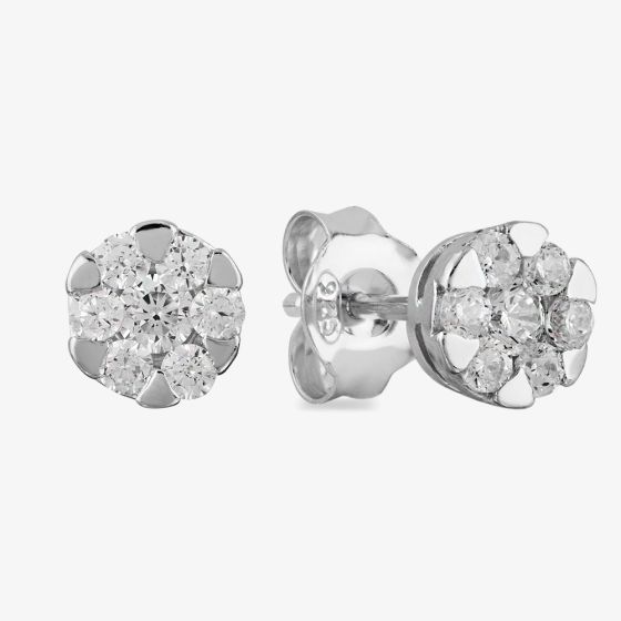 Starbright Silver Small Cubic Zirconia Floral Stud Earrings E4103(3A)