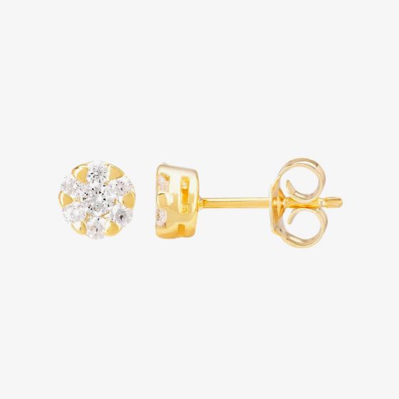 Starbright Gold Small Cubic Zirconia Floral Stud Earrings E4103(3A) GP