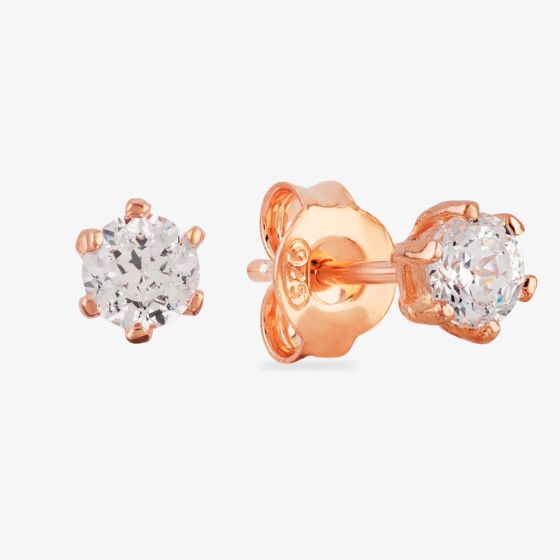 Starbright Rose 4mm Six Claw Cubic Zirconia Stud Earrings E2177(4M) 3A RGP