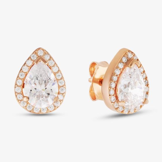 Starbright Rose Pear-Cut Cubic Zirconia Halo Stud Earrings THB-01E (3A) RGP
