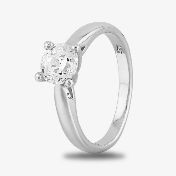 Starbright Silver 5mm Four Claw Round Cubic Zirconia Ring R6025(5M) 3A
