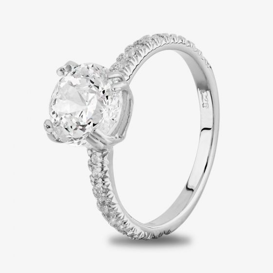 Starbright Silver Cushion-Cut Cubic Zirconia Shouldered Ring R6219 3A