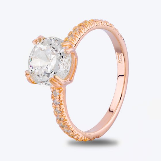 Starbright Rose Cushion-Cut Cubic Zirconia Shouldered Ring R6219 3A RGP