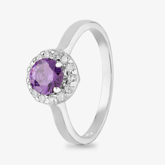 Starbright Sterling Silver Cubic Zirconia Halo Ring P8210R AM