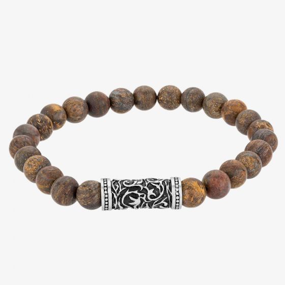 Bourne and Wilde Mens Brown Bronzite Bead Bracelet UR12-11